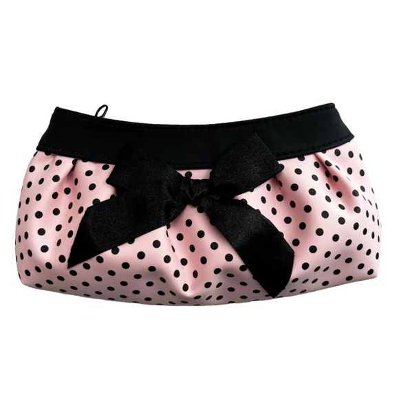 Claire's Handbags - Claire's Pink and Black Polka Dot Trendy Makeup Bag